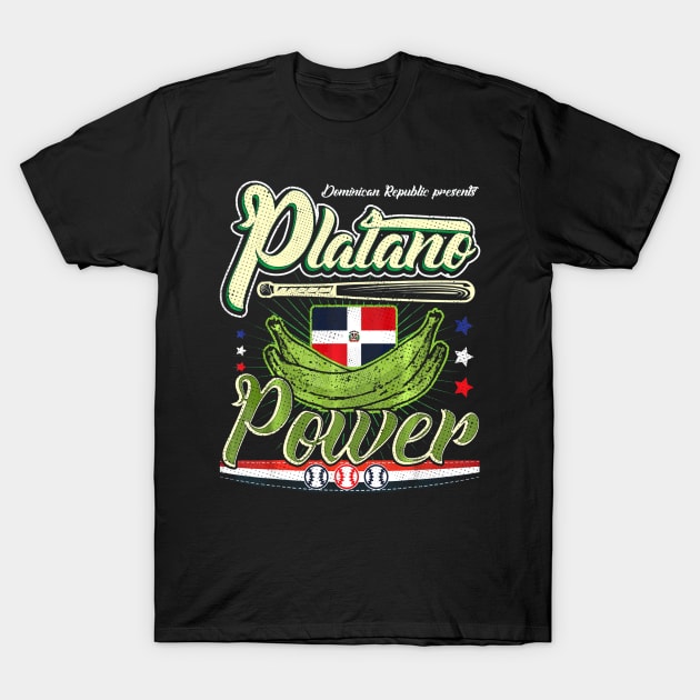 Dominican Republic Baseball Platano Power Flag T-Shirt by Vigo